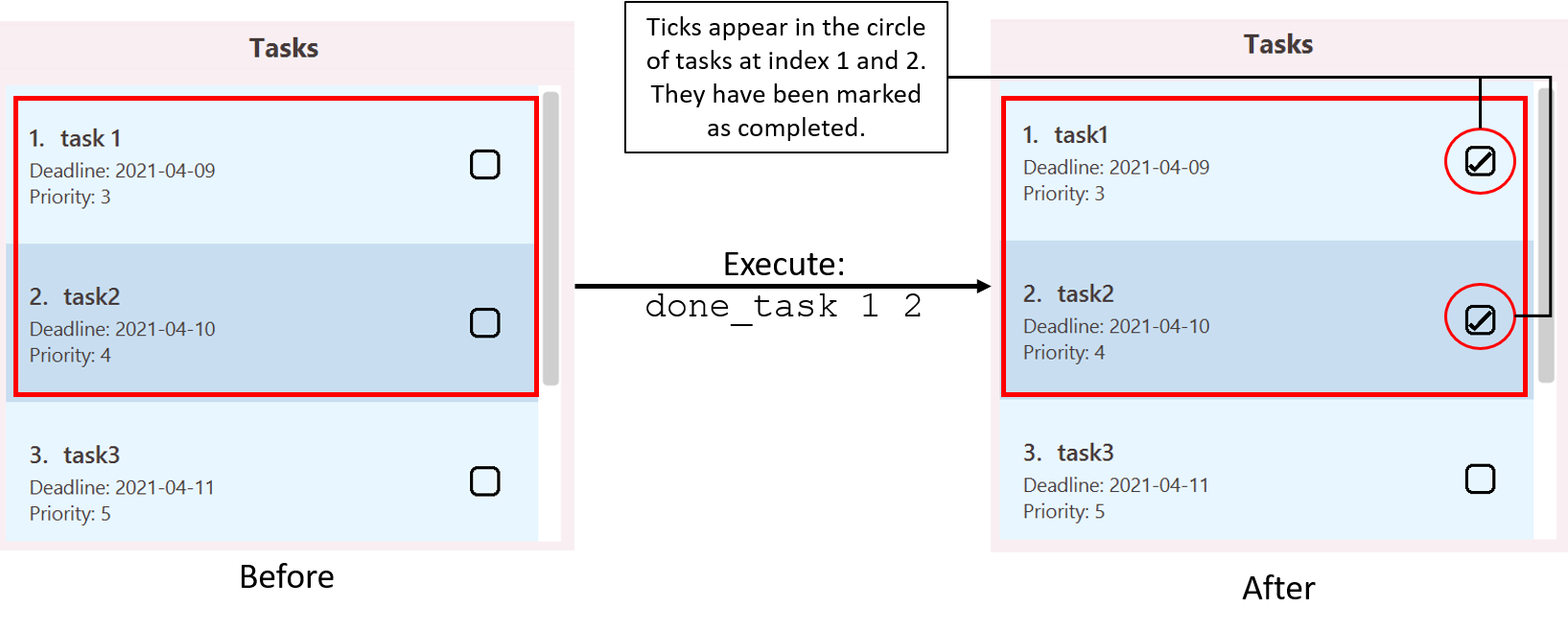 Example of usage of `done task`