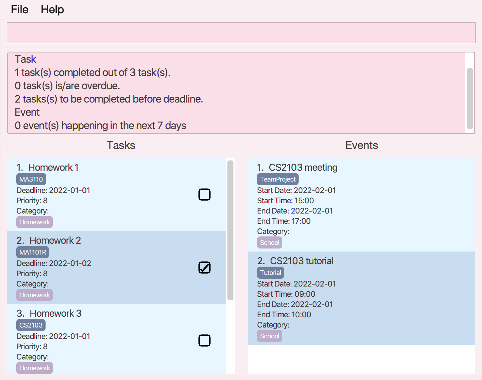 Example of usage of `summary`