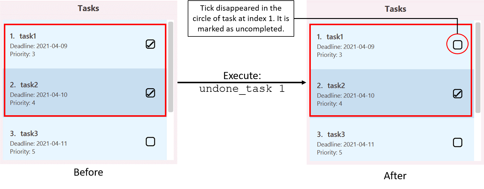 Example of usage of `undone task`